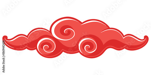 Red Chinese Cloud Pattern Vector Illustration.