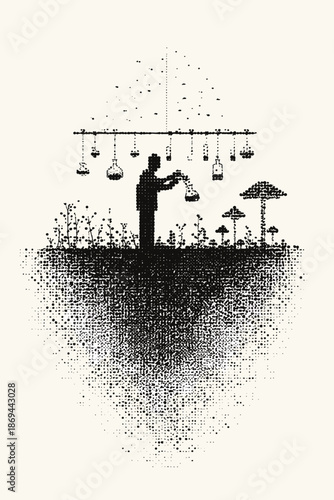 Whimsical Herbalist in a Dreamy Garden