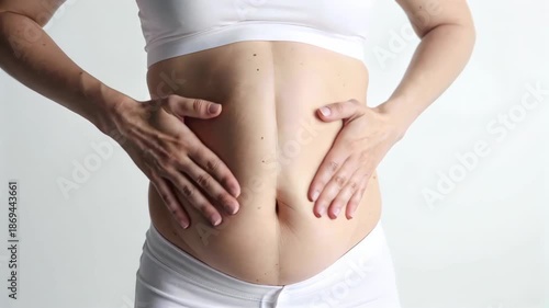 Wallpaper Mural Woman touches abdomen to show body shape Torontodigital.ca