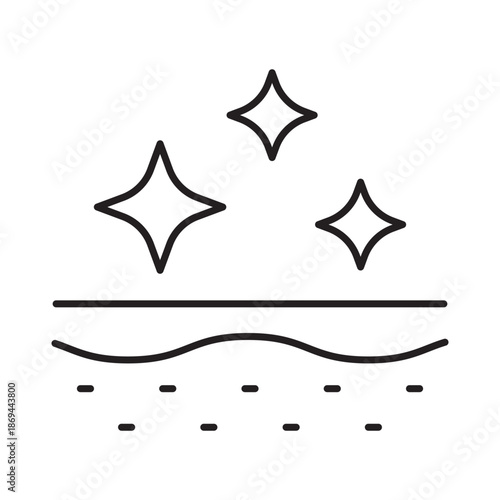 Clean skin icon linear vector design sparkle shine dermatology symbol purity glow surface epidermis beauty care outline illustration element