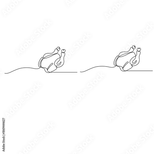 Continuous line drawing of roasted turkey for Thanksgiving dinner vector illustration 
