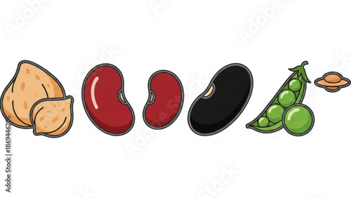 Variety of legumes and seeds including peanuts kidney beans and peas with healthy eating