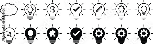Evolution of a light bulb moment with various icons and symbols