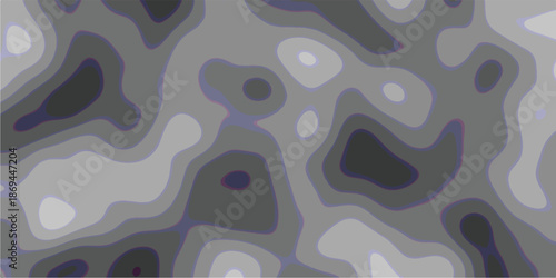 Abstract topographic contour map pattern with smooth undulating shapes in shades of gray and purple, creating a visually engaging and modern background texture for design projects