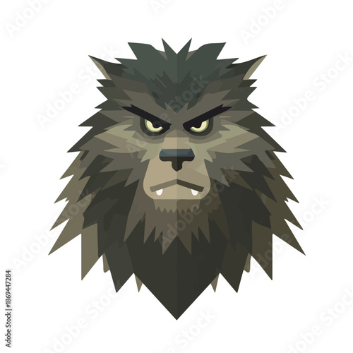 A simple and modern flat 2D vector of a Werewolf, isolated on a pure white background.