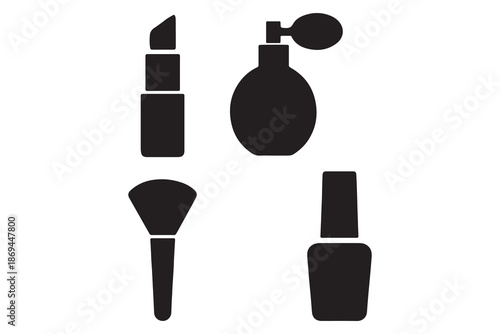 Flat Black Beauty Product Icons