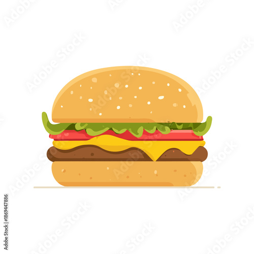 Veggie Burger — flat 2D vector artwork created in a clean, modern, and minimal style on white background.