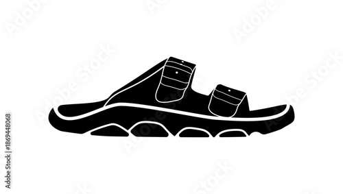 Mens Sandals & Slide, black isolated silhouette