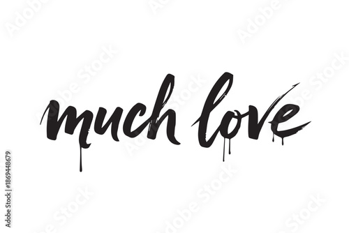 Much love black brush lettering vector illustration on transparent background