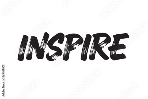 Inspire word written in black brush stroke style vector illustration on transparent background