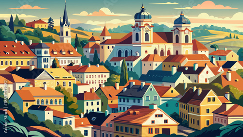 Very beautiful view of Sopron historical old town, Hungary, featuring preserved medieval streets, colorful facades, and architectural heritage that reflects centuries of European cultural history.