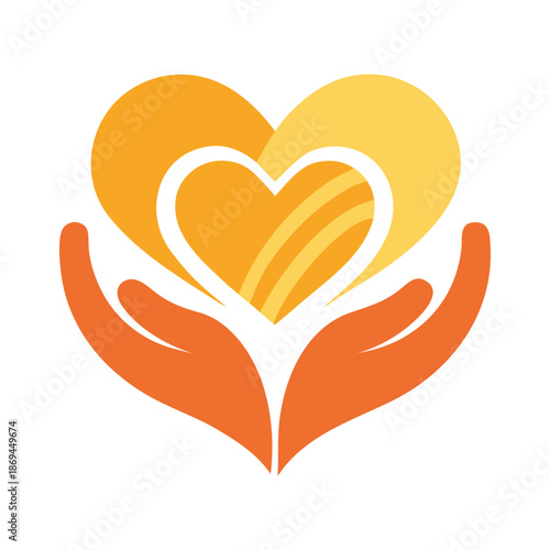 Hands cradling a heart with love and care