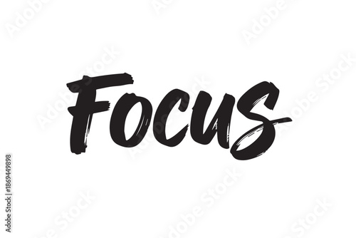 Focus word written in bold black brush stroke vector illustration on transparent background