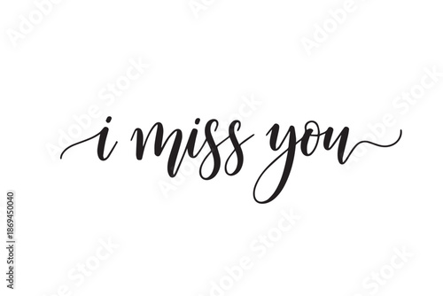 I miss you black calligraphy text vector illustration on transparent background