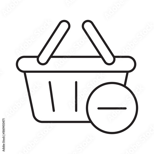 Remove from basket linear icon vector illustration symbol isolated white background minus sign shopping retail cart delete cancel item commerce outline design