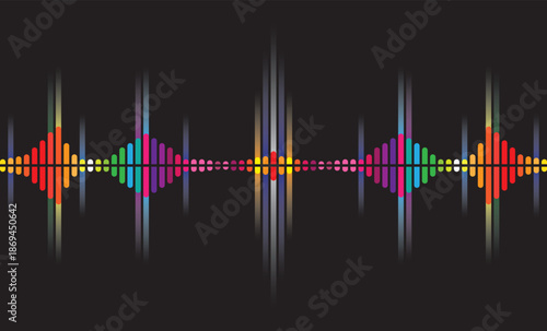 Colorful sound wave equalizer visualizing music frequency spectrum