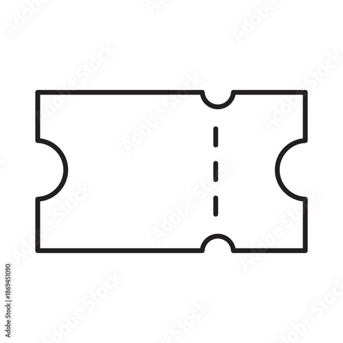 Blank admission ticket linear icon vector illustration symbol isolated white background pass coupon stub voucher paper entry access event cinema outline design