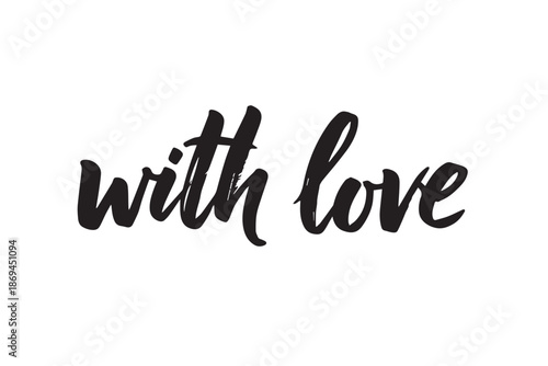 With love black handwritten text vector illustration on transparent background