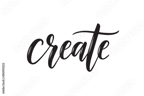 Black calligraphy text reading create vector illustration on transparent background