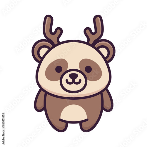 Adorable Cartoon Sloth Deer Vector Illustration