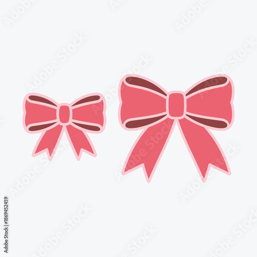 Pink bows with brown shadows and light pink outlines gift decoration ribbon bow festive decorative pink and brown colors