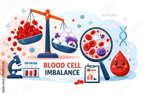 Flat design vector of blood cells imbalance concept 