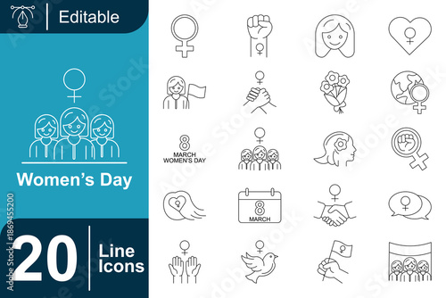 Women's Day Line Icons Collection