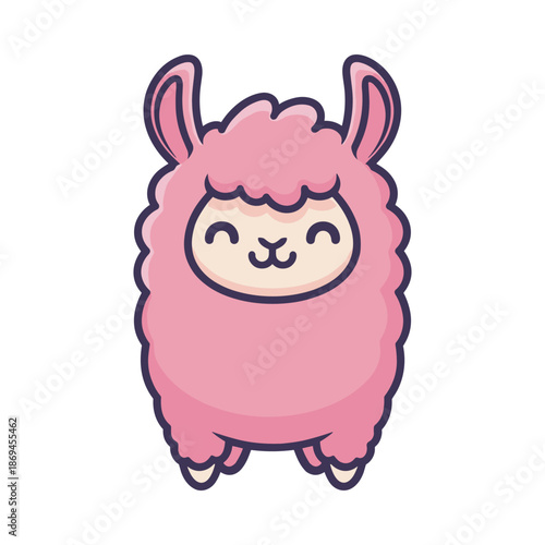 Adorable Pink Cartoon Alpaca Illustration