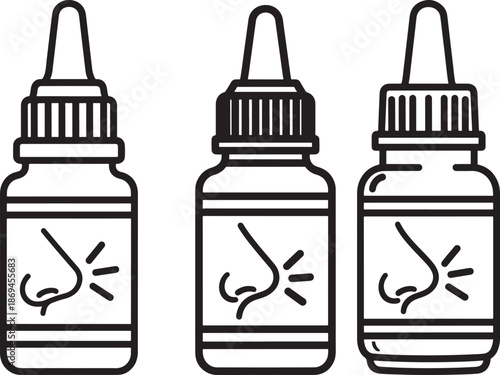 Nasal spray drop medicine bottle icon flu