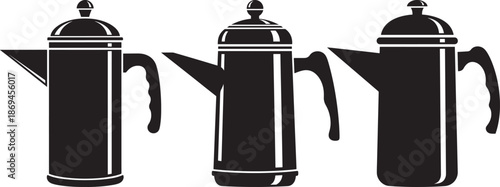 Silhouette of vintage coffee pot set design