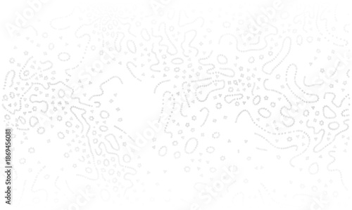 White vector background featuring abstract organic gray dots and particle trails suitable for biotechnology, microbiology, medical science, and futuristic nanotechnology designs.