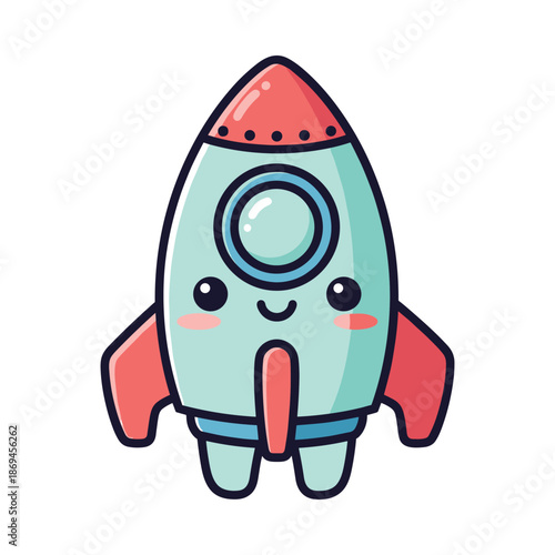 Cute Cartoon Rocket Ship Illustration