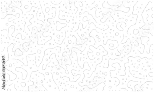 Abstract scientific vector texture with winding dotted lines resembling microscopic biological trails or nanotechnology particles. Seamless science concept pattern for medical and biotech design.