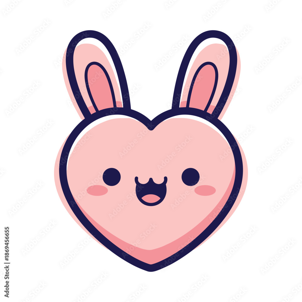 Obraz premium Adorable Pink Bunny Heart Illustration