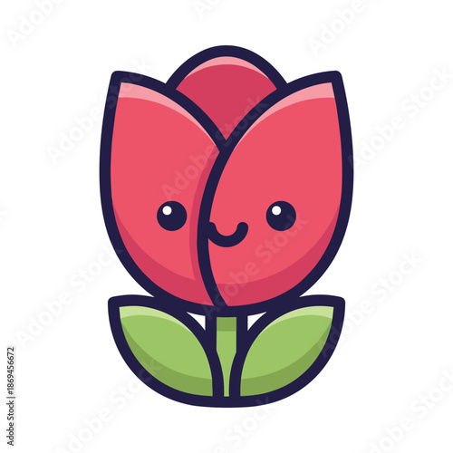 Cute Cartoon Tulip Vector Illustration