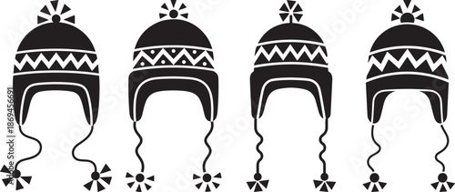 Set of winter hats design vector