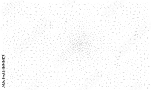A subtle abstract light gray vector background with a radial pattern of tiny dots and dashes. This digital texture is perfect for technology, data, network, and futuristic design concepts, offering a