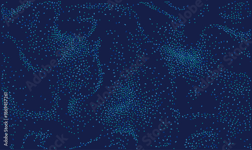 Abstract dark vector background with scattered colorful chaotic particles resembling big data noise or festive confetti. Dense texture of red and teal dots for creative design projects.