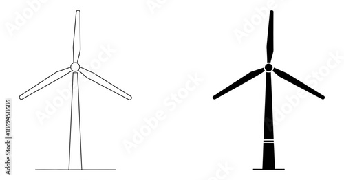 Wind turbine line icon illustration featuring renewable energy symbol, designed for sustainable power concepts, eco technology graphics, green energy projects, environmental infographics, and modern c