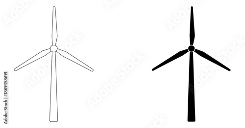 Wind turbine line icon illustration featuring renewable energy symbol, designed for sustainable power concepts, eco technology graphics, green energy projects, environmental infographics, and modern c