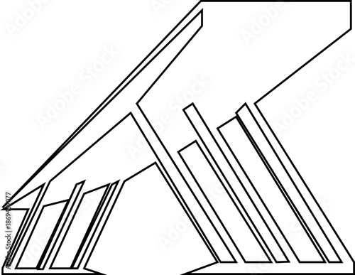 Bridge icon with arch suspension truss viaduct structures in line style, transportation infrastructure outline illustration for city map UI design