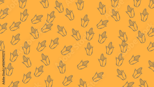 seamless line corn doodle art featuring playful cartoon pattern