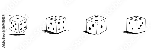Dice Doodle Sketch Set. Chance, Probability, And Game Strategy In Hand Drawn Style Collection. Illustrative Representation Of Randomness And Luck. Hand Drawn Isolated Vector Illustration