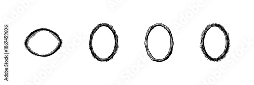 Hand Drawn Circular And Oval Frame Doodle Sketch Set. Artistic Border Design Elements In Hand Drawn Style Collection. Decorative And Creative Outline Variations. Isolated Vector Illustration