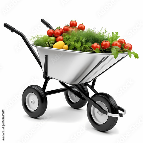 wheelbarrow with vegetables