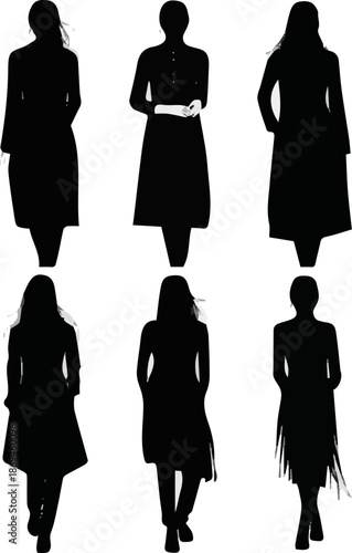 Create a kinds of deferent realistic modern smart girl leather shoes vector art silhouette with white background.