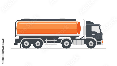 Flat Vector Illustration of a Tank Truck for Industrial Liquid Transport and Delivery Services