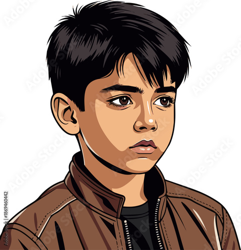 Create a kinds of deferent smart boy leathers jacket vector art with white background.