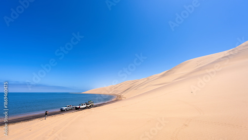 Changing tires in Southern Angola, the coast line at Iona National Park, part of Namib desert