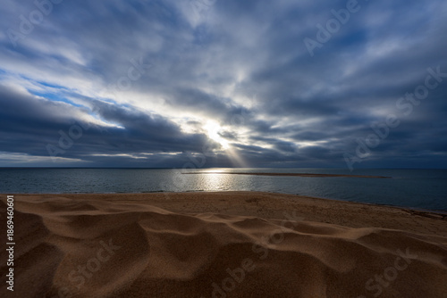 Tablou pe pânză Sun rays at southern Angola coast line at Iona National Park, part of Namib dese